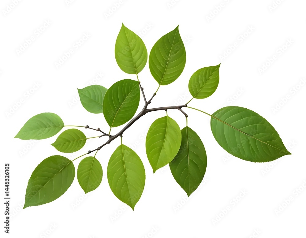 Fototapeta premium Green Leaf Branch Isolated on White