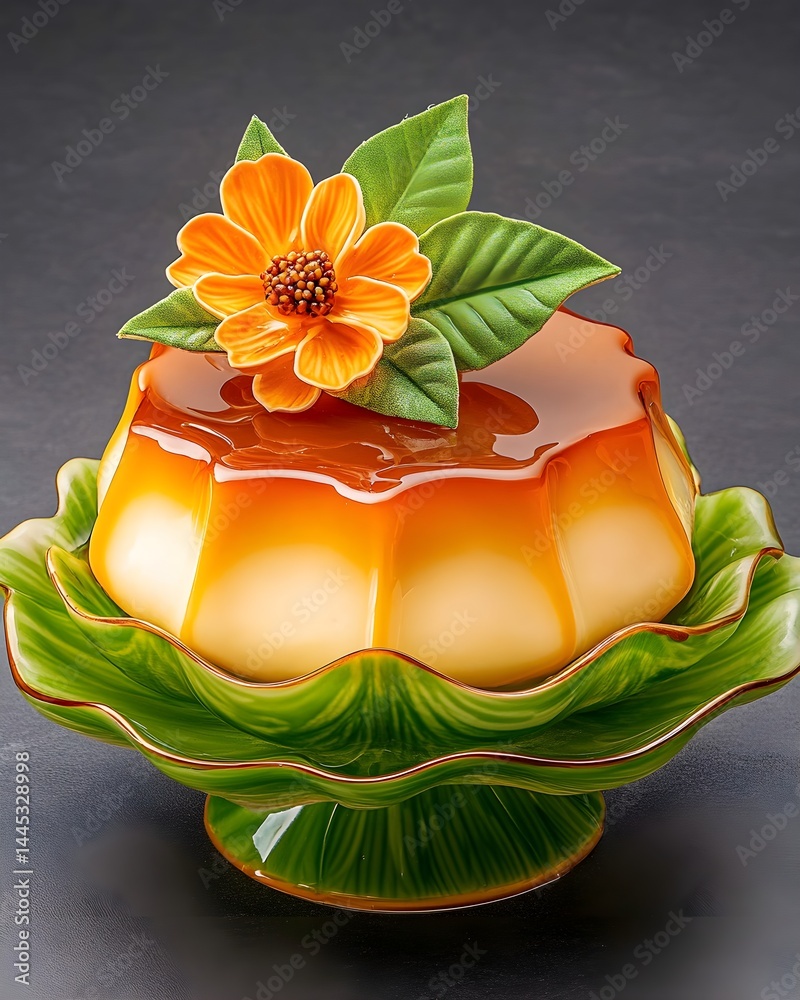 A traditional Filipino leche flan dessert topped with a glossy caramel glaze, showcasing its silky texture and golden sweetness in a mouthwatering presentation.