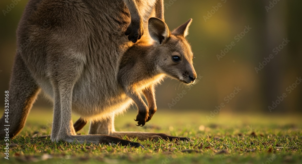Fototapeta premium Kangaroo and Joey Photo