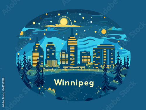 Winnipeg Beautiful vector illustration of the city 