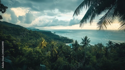 Seychelles island view to Indian Ocean: travel, seascape, nature. photo