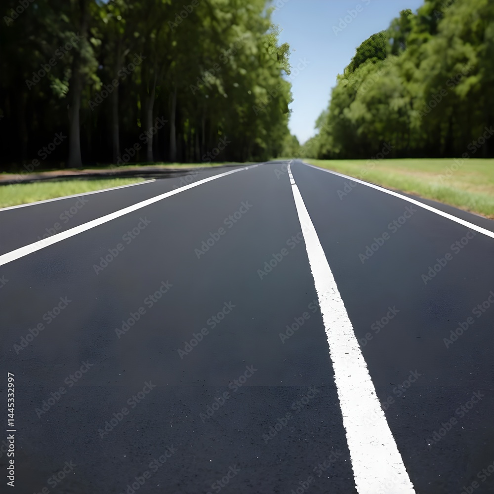 Fototapeta premium Asphalt Road Through Green Trees