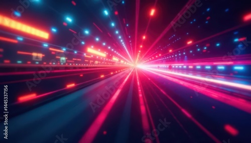 Obraz na płótnie Abstract colorful light streaks, blurred motion effect, motion, colorful, fast w salonie