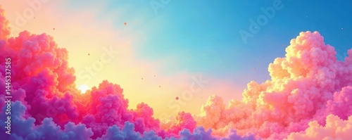 Obraz na płótnie Abstract watercolor sky, colorful painted edge , illustration, landscape, blue w salonie