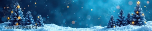Obraz na płótnie Blue Christmas trees & golden stars; festive winter design , clipart, stylish w salonie