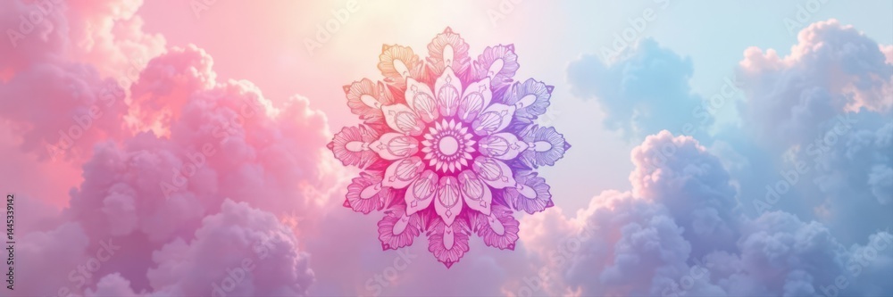 Dreamy pastel gradient mandala, subtle texture, bohemian, vibrant
