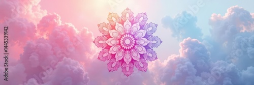 Obraz na płótnie Dreamy pastel gradient mandala, subtle texture, bohemian, vibrant w salonie