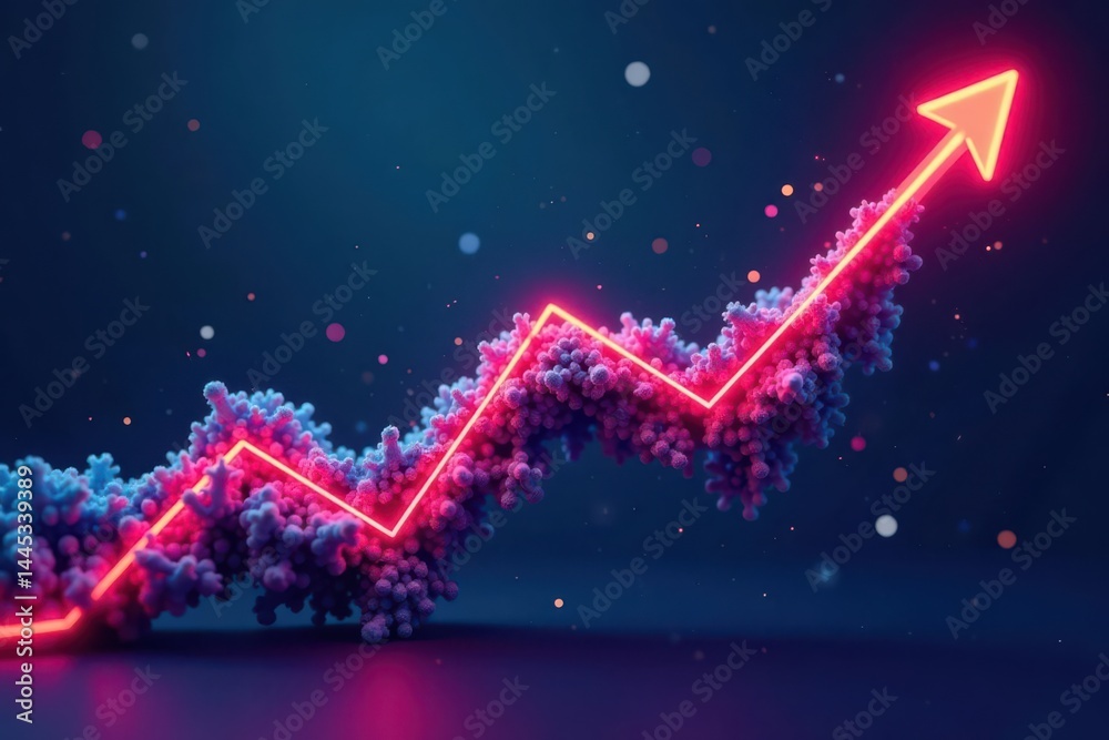 Dynamic upward trend line with creative typography , concept, planning