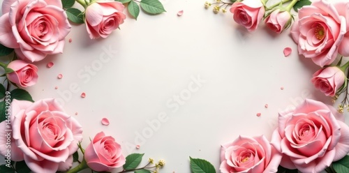 Obraz na płótnie Elegant blooming rose border, delicate pastel hues, floral border, summer flowers w salonie