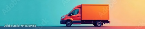 Obraz na płótnie Fast delivery truck icon Flat style outline Vector illustration , industry, transportation, journey w salonie