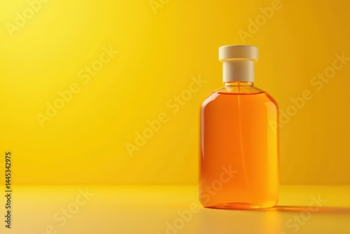 Obraz na płótnie Radiant orange oil, sleek bottle, warm yellow backdrop , closeup, still life, product w salonie