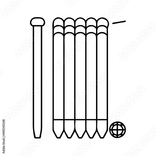 cricket wicket icon, cricket wicket line art - simple line art of cricket wicket, perfect for cricket wicket logos and icons