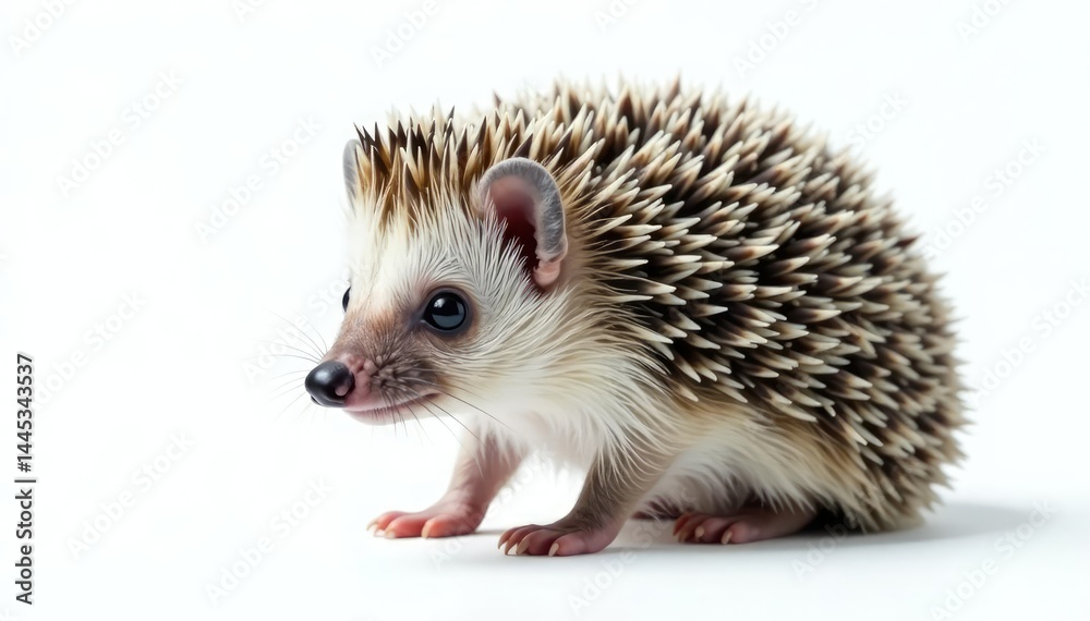 Obraz premium Small hedgehog isolated on pure white background, wildlife photography, hedgehog