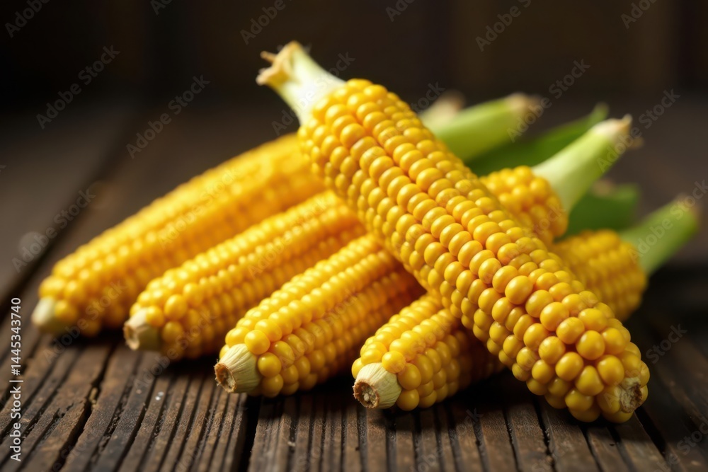 Several ears of corn in a pile, rustic setting, many, countryside