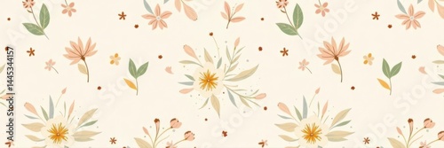 Obraz na płótnie Subtle beige & white floral geometric seamless pattern Minimalist vector design , design, stock w salonie