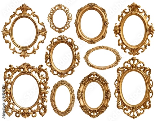 Collection of Ornate Gold Oval Frames