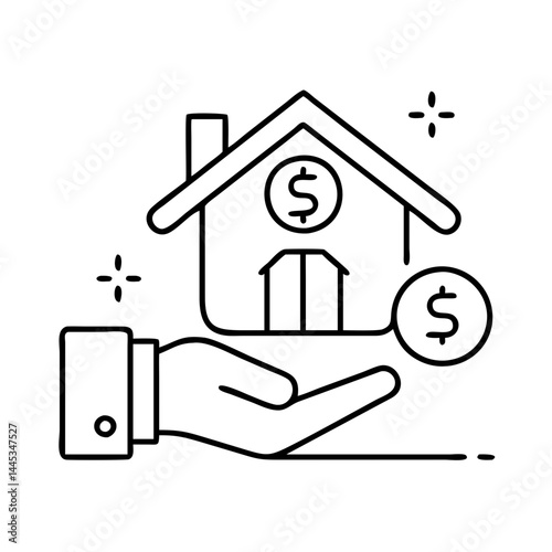 home loan icon, home loan line art - simple line art of home loan, perfect for home loan logos and icons