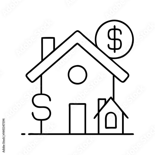 home loan icon, home loan line art - simple line art of home loan, perfect for home loan logos and icons