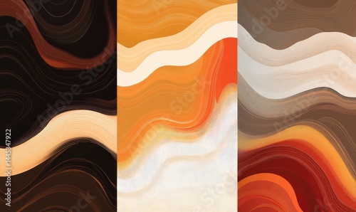 Abstract earth tone landscapes in contemporary design. AI generated illustration.