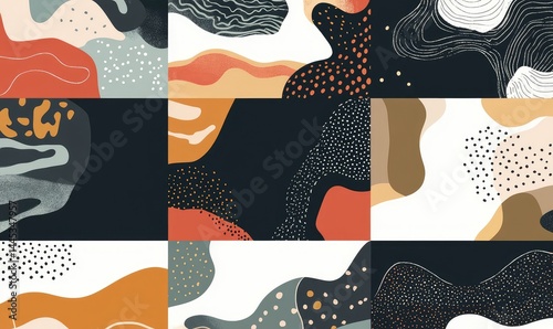 Abstract earth tone landscapes in contemporary design. AI generated illustration.