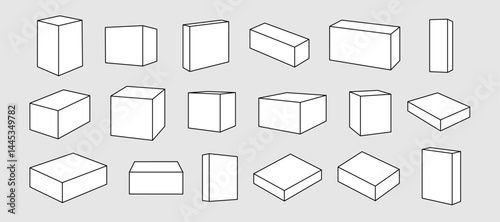 Boxes, illustration set, editable stroke