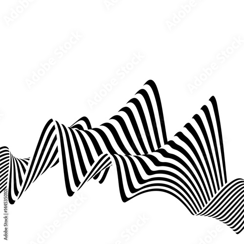 Optical art background, geometric wave design, black and white,Vector wave stripes abstract background. Vector Formats. Eps 10
