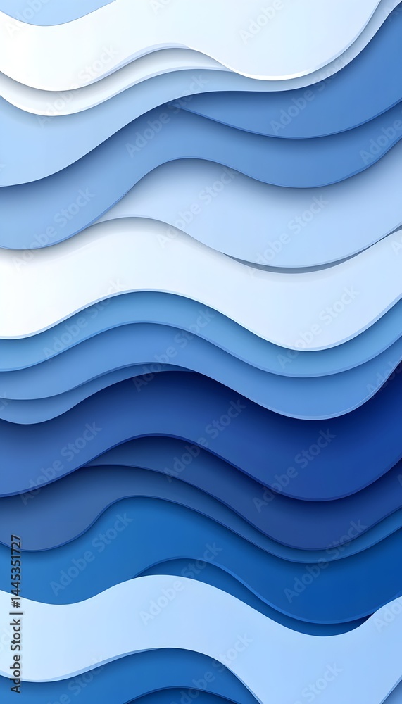 Fototapeta premium Abstract layered waves in shades of blue, creating a calming, flowing design