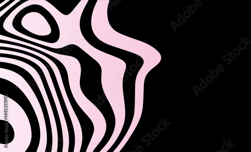 Abstract pink wavy lines on black background. Eps 10