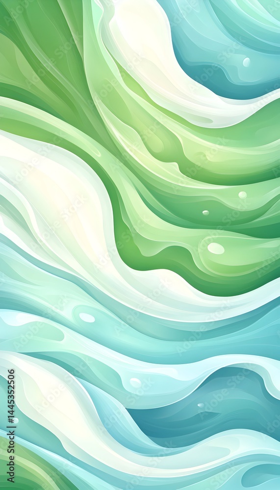 Fototapeta premium Abstract swirling pattern in shades of green and blue, resembling flowing liquid or paint