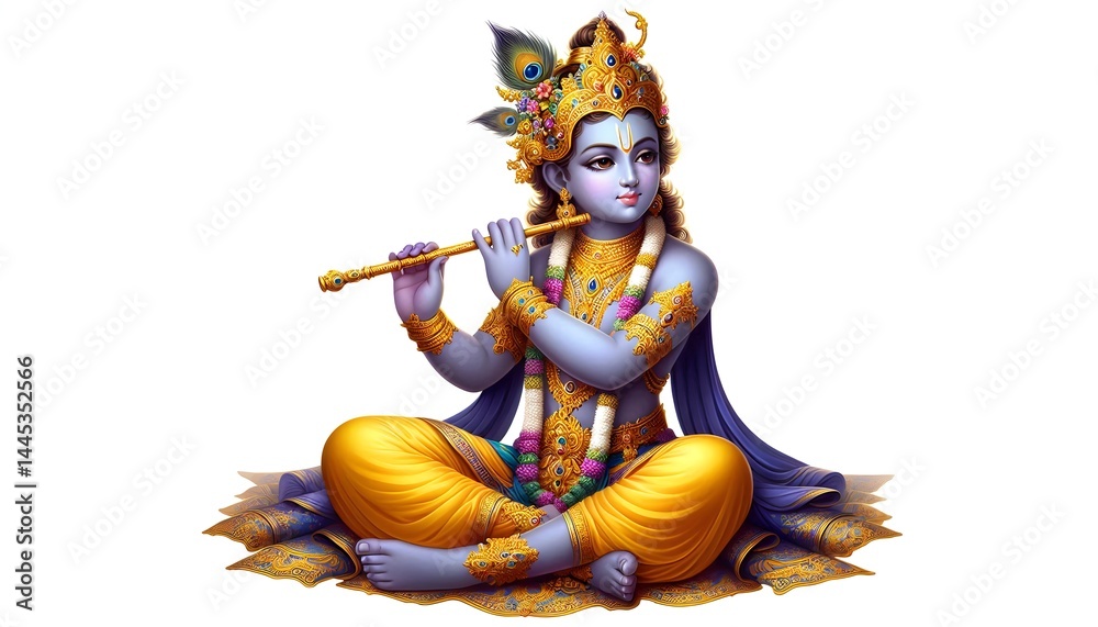 Fototapeta premium Goddess Krishna In White Background 