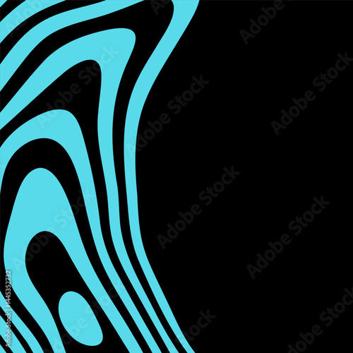 Abstract blue wavy lines on black background. Eps 10