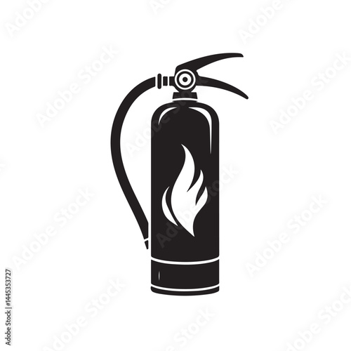 Fire Extinguisher Silhouette Icon Isolated on White Background