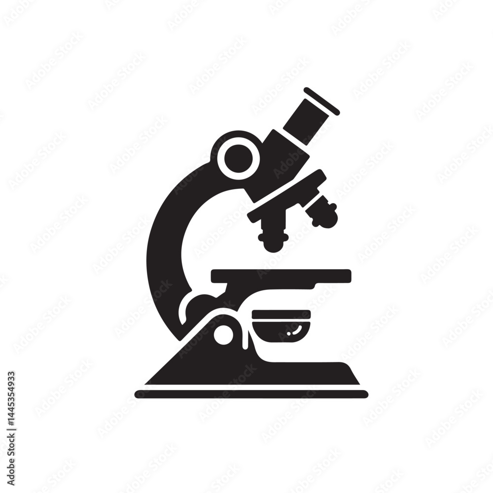 Microscope Laboratory Tool Silhouette Vector Drawing Microscope Laboratory Tool Silhouette Vector Drawing