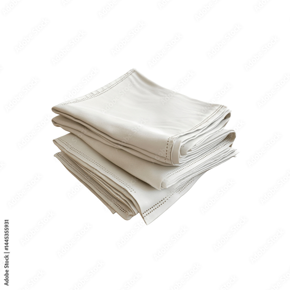 Stack of Clean, Folded White Linen Napkins or Towels Stack of Clean, Folded White Linen Napkins or Towels