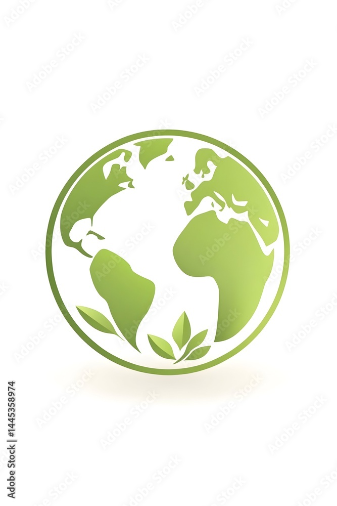 Green globe with leaves, symbolizing environmentalism and sustainability Green globe with leaves, symbolizing environmentalism and sustainability