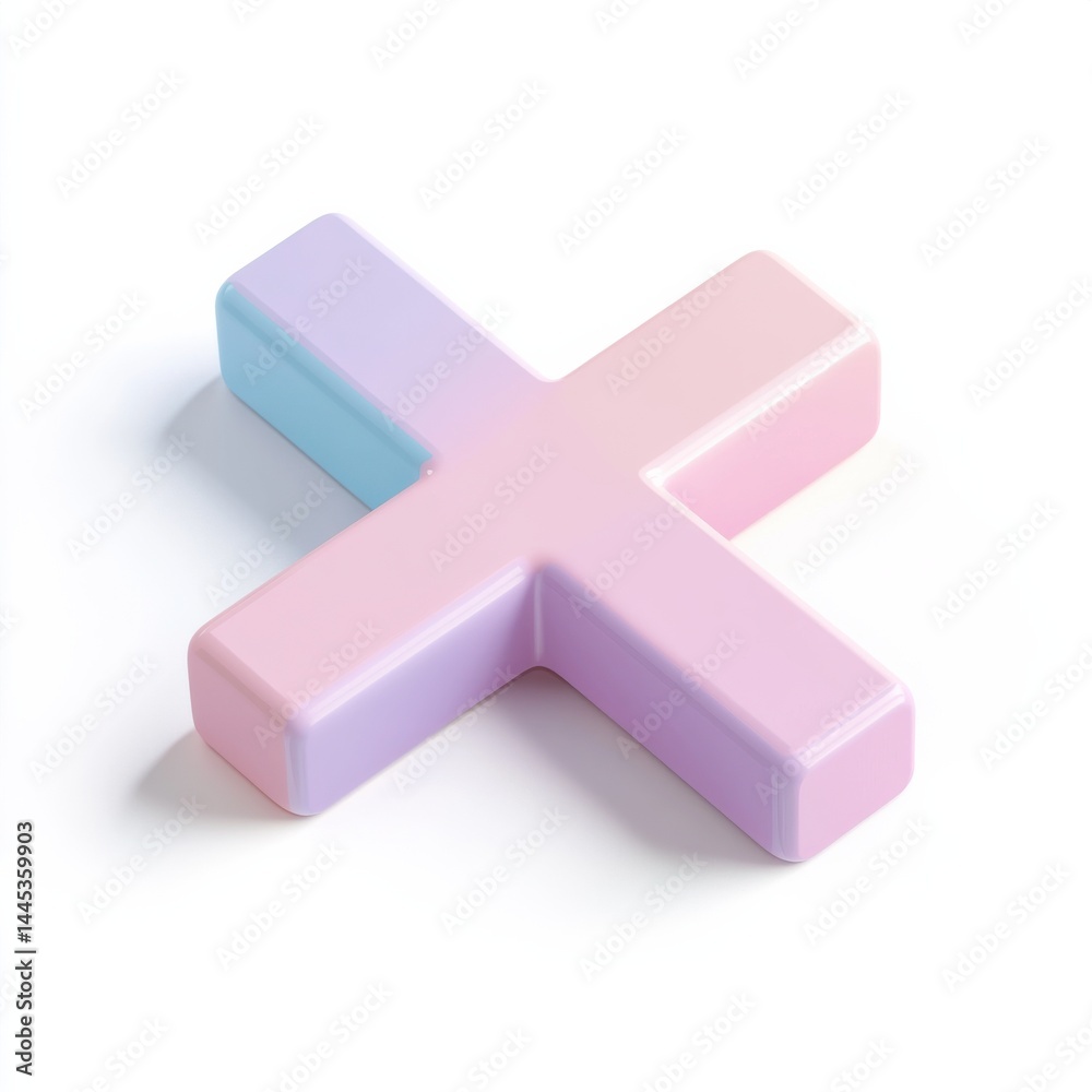 Fototapeta premium Minimal design and pastel palettes combine in these 3D plus icons, offering a refined solution for wellness or tech driven contexts.