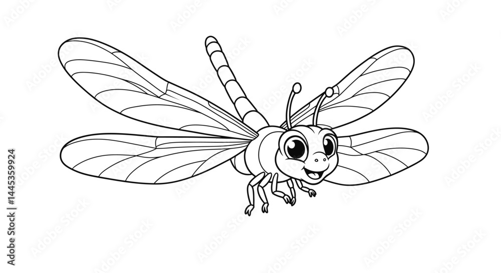Fun Curious Dragonfly Cartoon Coloring Sheet Simple Bug Illustration for Kids Activity Fun Curious Dragonfly Cartoon Coloring Sheet Simple Bug Illustration for Kids Activity