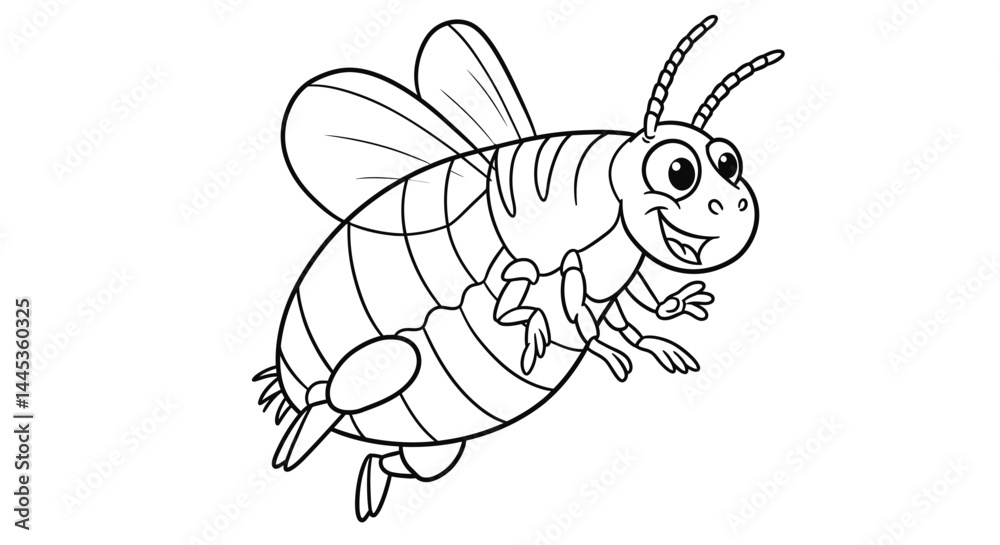Obraz premium Dancing Flea Cartoon Coloring Page Playful Insect Illustration for Young Children