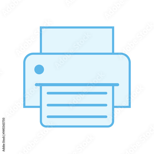 A light blue icon of a printer outputting three horizontal lines representing printed documents