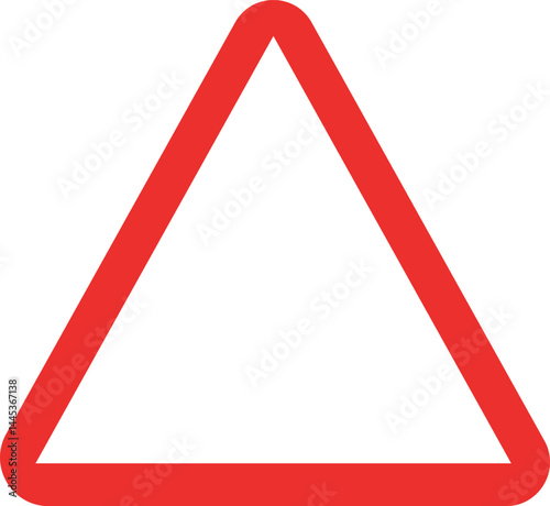 Red outlined triangle warning icon used for alerts, caution signs, or hazard indicators—commonly seen in traffic signs, safety notices, emergency systems, and interface warning symbols.

