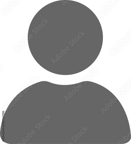 Simple gray user profile icon representing a person or avatar, commonly used in user interfaces, contact lists, login screens, social media profiles, and identity-related applications.


