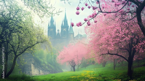 Czech Republic: Prague's spring castle scene.