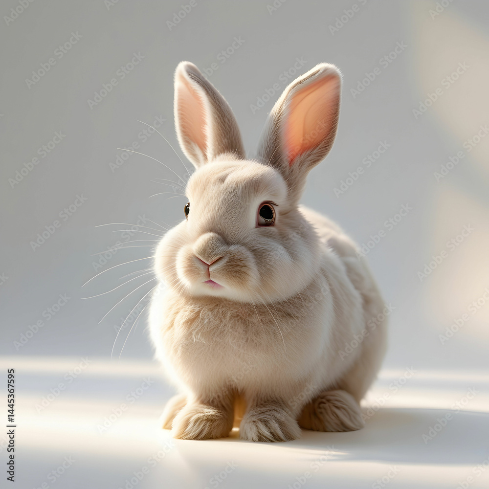 Obraz premium A delicate fluffy rabbit with bright