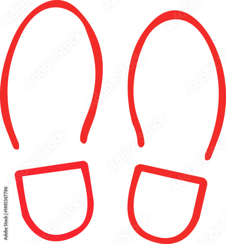 Footprint, Shoes, Path shoe print outline walking direction step tracking symbol navigation route marker vector illustration printable design minimal clean footprint graphic movement guide icon