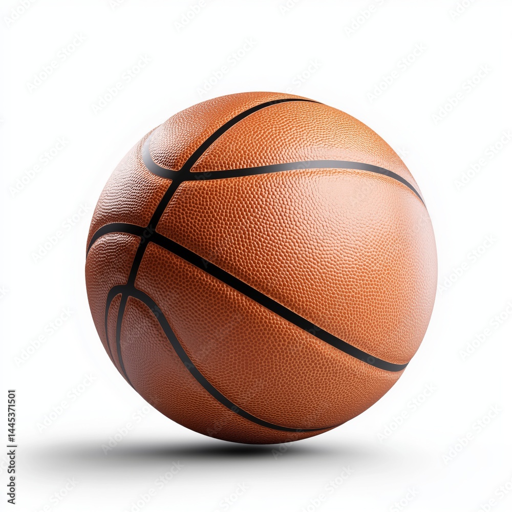 Basketball isolated on white background. Concept for sports equipment ads, athletic brand visuals, or promotional content focused on training, competition, and active lifestyle.