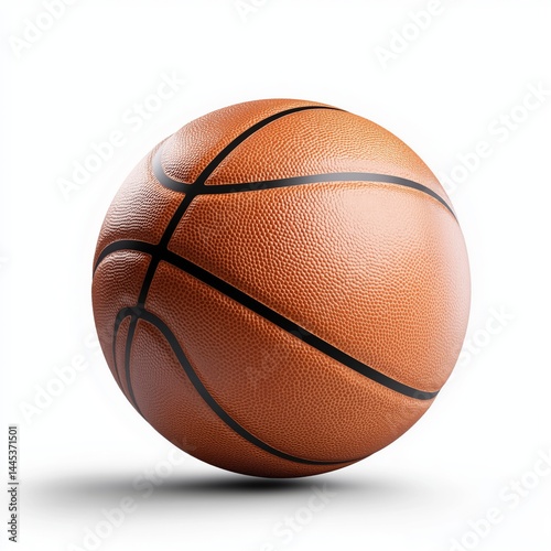 Obraz na płótnie Basketball isolated on white background. Concept for sports equipment ads, athletic brand visuals, or promotional content focused on training, competition, and active lifestyle. w salonie