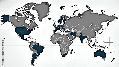 Graphic visualization of US tariffs Canada impact featuring bar chart of sector specific duty rates and supply chain disruption icons on world map in  Photo Stock  Concept  and empty space on the left