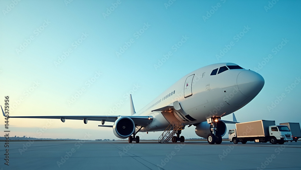 Global Air Cargo Services: Fast Delivery & Secure Handling of International Shipments with Reliable Air Transportation | Photo Stock Concept with Empty Space on Left Side Global Air Cargo Services: Fast Delivery & Secure Handling of International Shipments with Reliable Air Transportation | Photo Stock Concept with Empty Space on Left Side