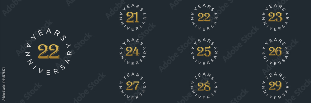 Naklejka premium Anniversary gold logo set vector design