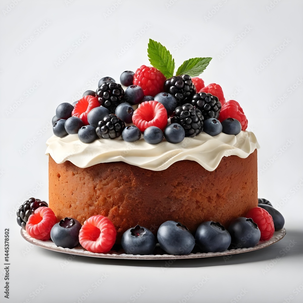 Delicious Berry Cake with Cream Topping Delicious Berry Cake with Cream Topping